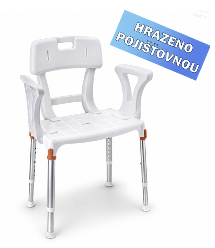 Židle do sprchy s opěrátkem a bočními opěrkami