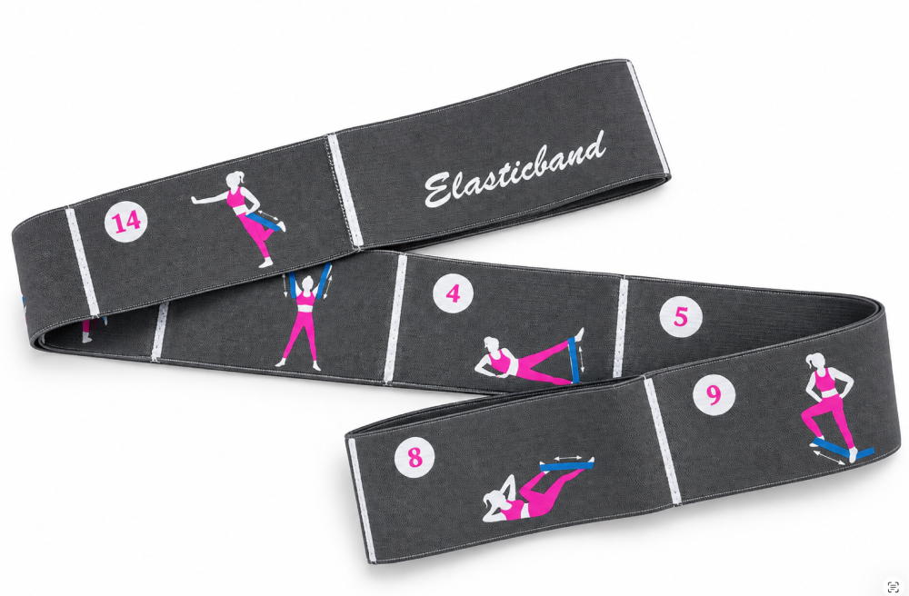 Posilovací guma Elastic Band s vyobrazenými cviky