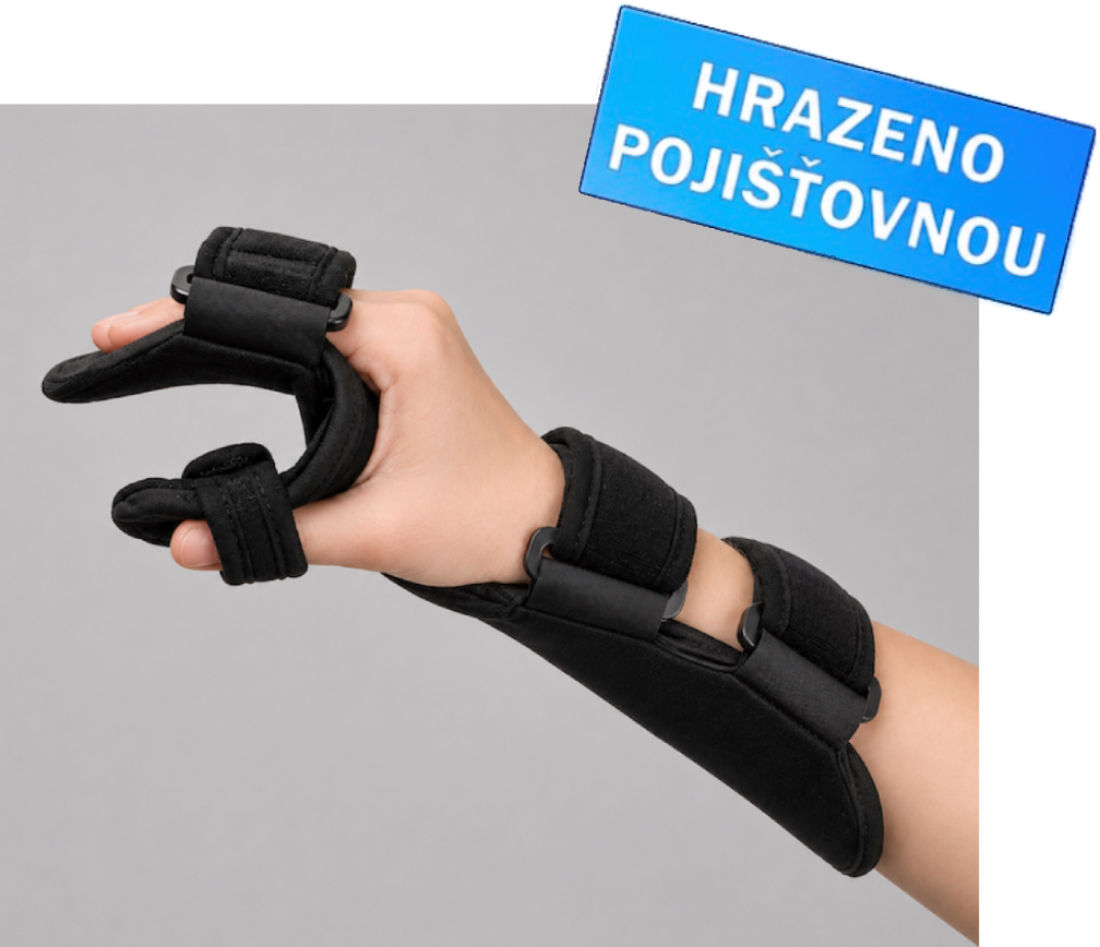 Ortéza zápěstí s podporou prstů a dlahou pro palec SPLINT