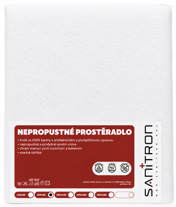 Nepropustné froté prostěradlo