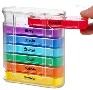 Dávkovač léků týdenní - ráno, poledne, večer, noc