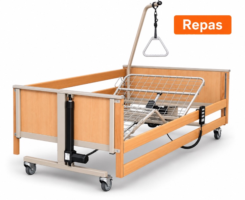 REPAS: Pečovatelské polohovací lůžko s kovovým roštem pro perfektní hygienu a vyšší zatížení