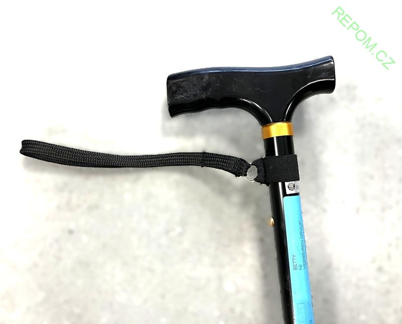 Skládací hůl černá s hranatým madlem