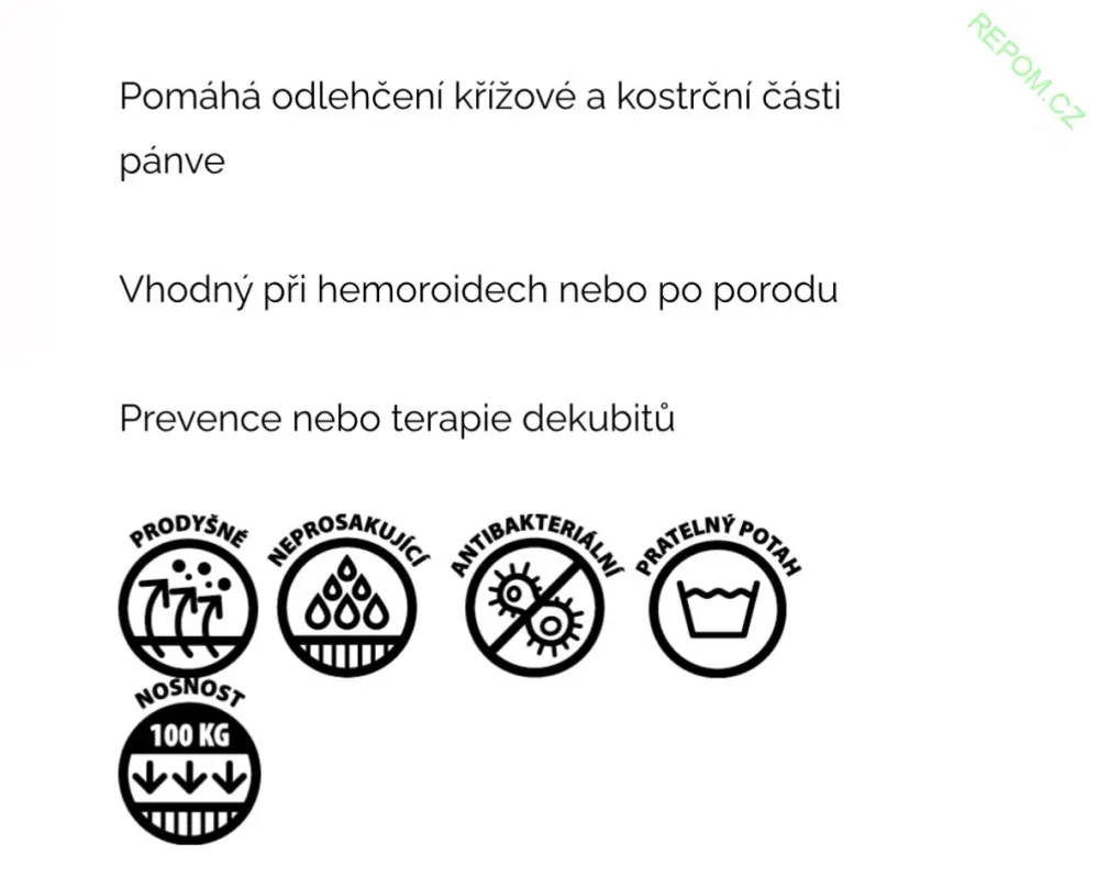 Antidekubitní polštářek s volným středem a kuličkovou náplní