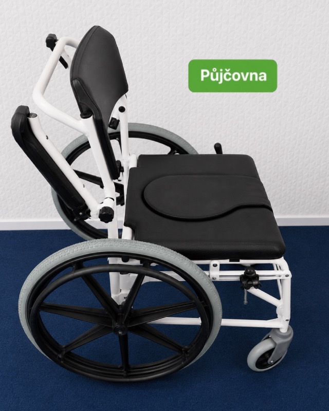 PŮJČENÍ sprchovací toaletní židle s velkými koly - gramofon