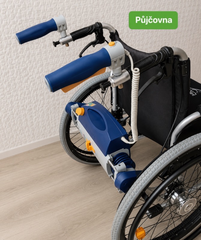 PŮJČENÍ Skládací elektrický invalidní vozík AAT V-MAX S pohonem pro doprovod