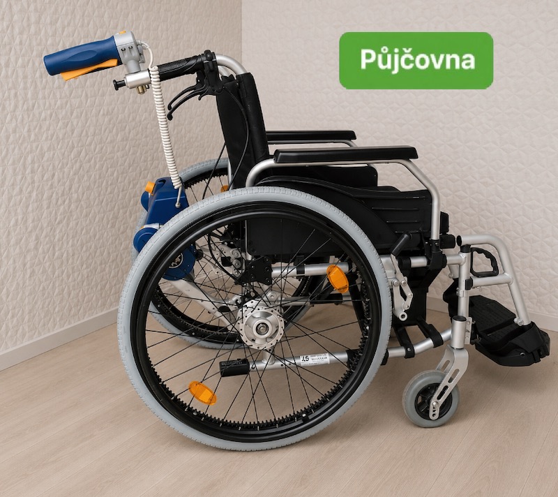 PŮJČENÍ Skládací elektrický invalidní vozík AAT V-MAX S pohonem pro doprovod