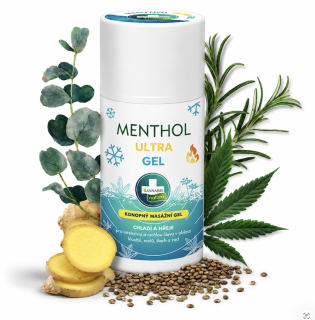 Chladivý a hřejivý konopný masážní gel MENTHOL ULTRA GEL 90 ml